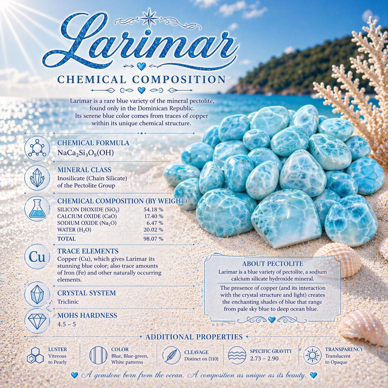 AAA Larimar Infinity Necklace * Authentic Dominican Gemstone * White Sapphire Halo *