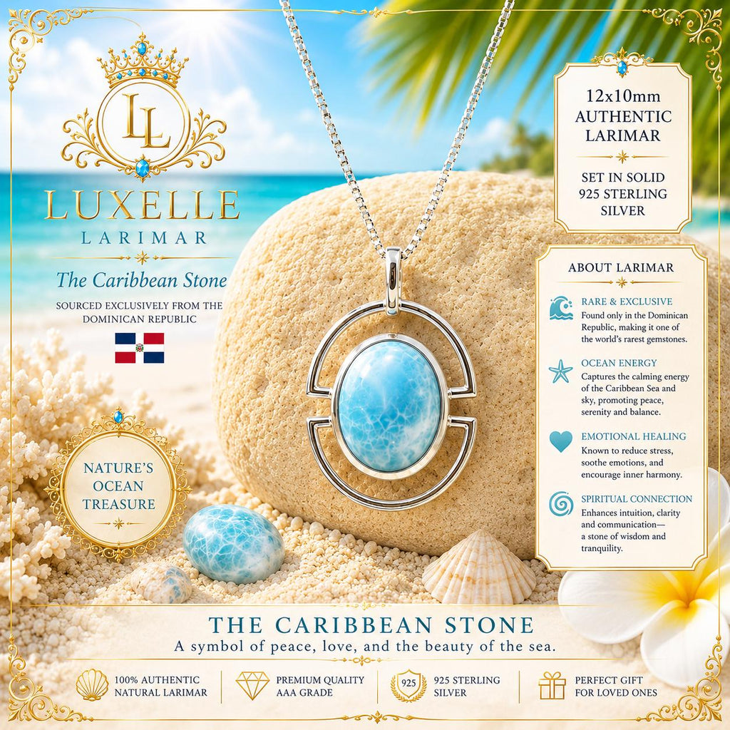AAA Larimar Pendant * Authentic Dominican Larimar * 925 Sterling Silver, The Caribbean Stone