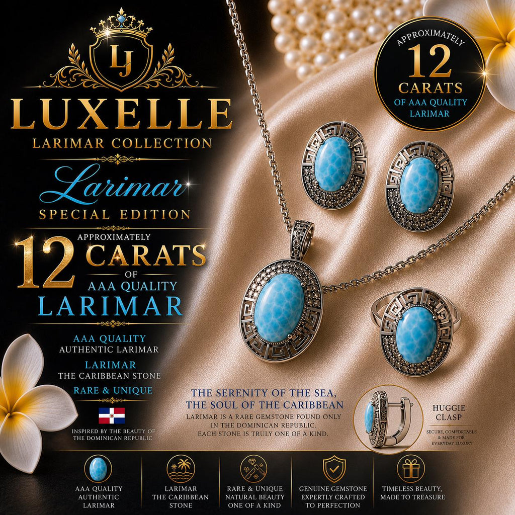 AAA Larimar Special Edition Jewelry Set * Authentic Dominican Larimar * Solid 925 Sterling Silver *