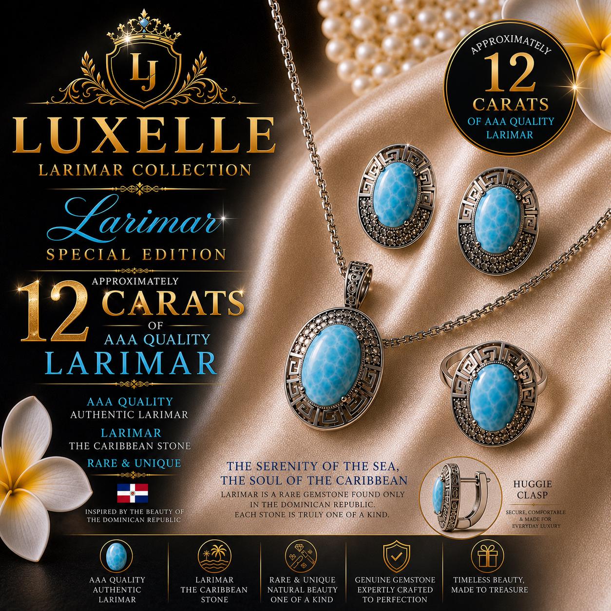 AAA Larimar Special Edition Jewelry Set * Authentic Dominican Larimar * Solid 925 Sterling Silver *