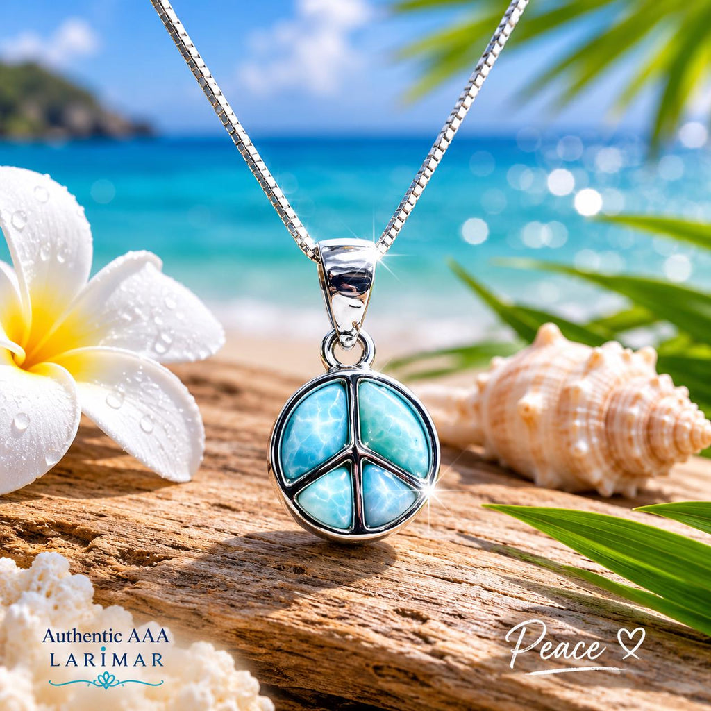 AAA Larimar Peace Pendant * Authentic Dominican Republic Larimar * Solid 925 Sterling Silver *