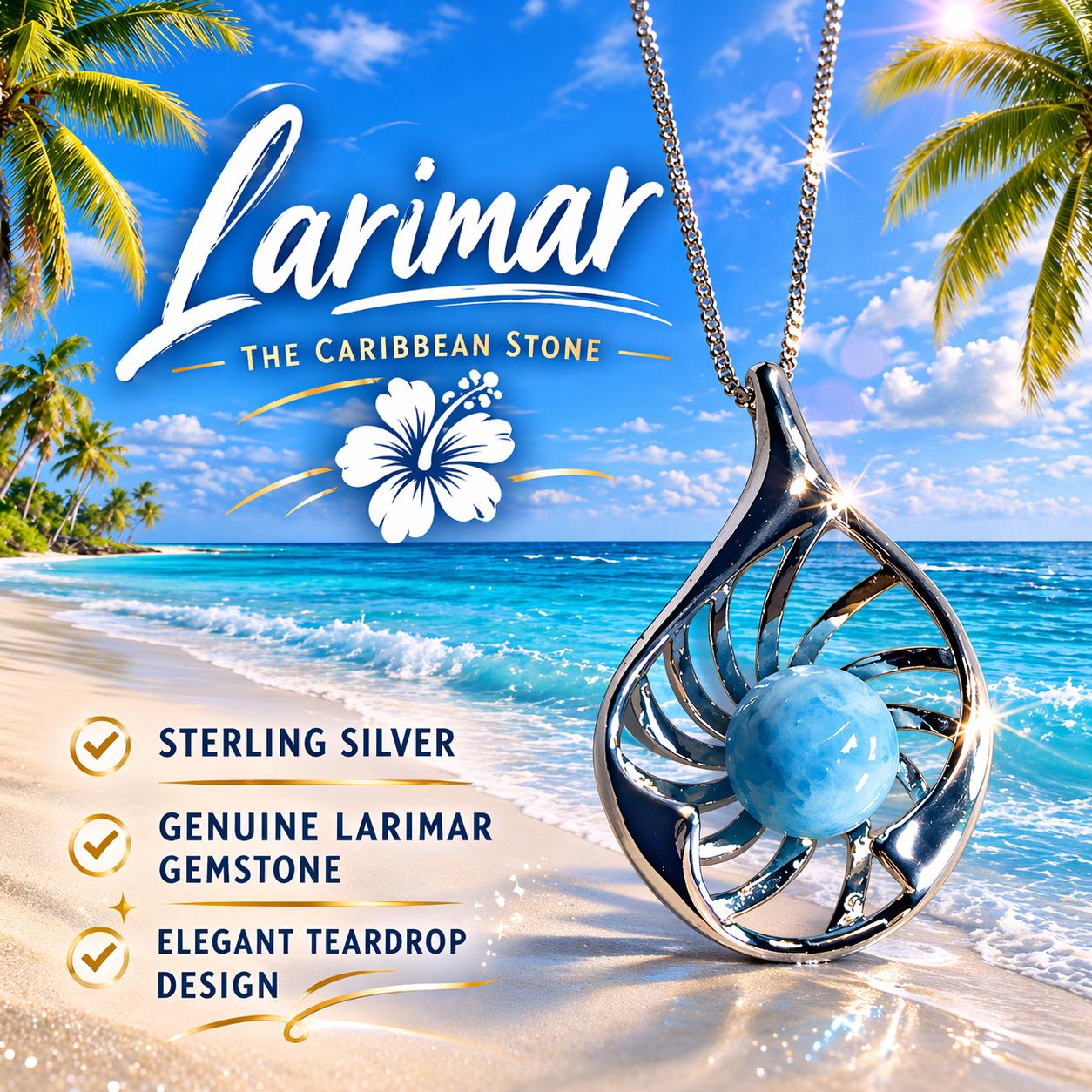 AAA Larimar Sphere Pendant * Authentic Dominican Republic Gemstone * 925 Sterling Silver * Ocean Inspired *