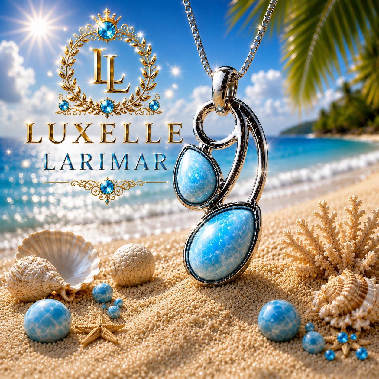 AAA Larimar Pear Shape Pendant * Teardrop Design * Authentic Dominican Larimar * Solid 925 Sterling Silver *