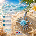 AAA Larimar Crab Pendant * Authentic Dominican Republic Gemstone * 925 Sterling Silver Coastal Jewelry