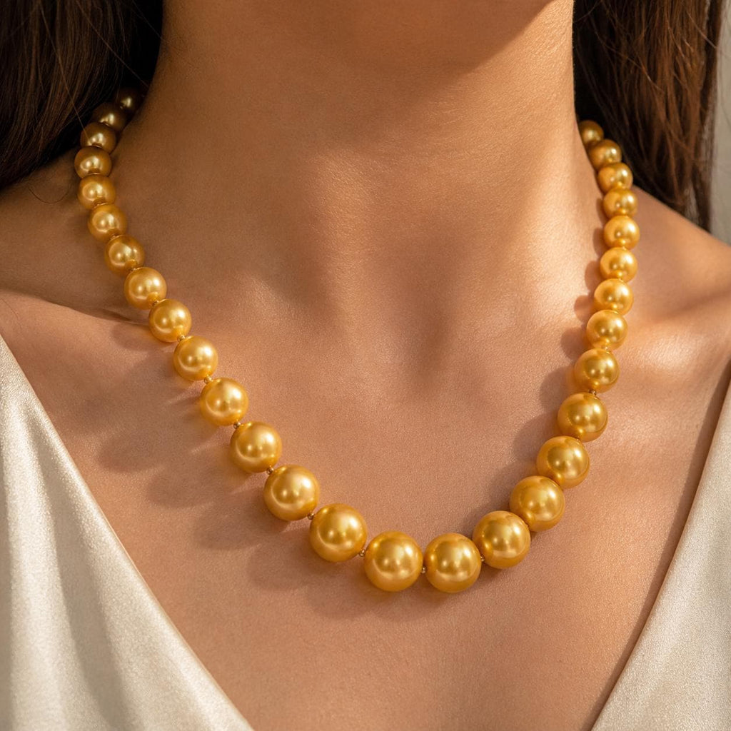 South Sea Shell Graduated Pearl Necklace, 8mm-16mm, 18K Gold Filled Details