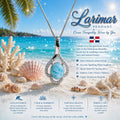 AAA Larimar Oval Pendant with White Sapphire * Authentic Dominican Republic Gemstone * 925 Sterling Silver