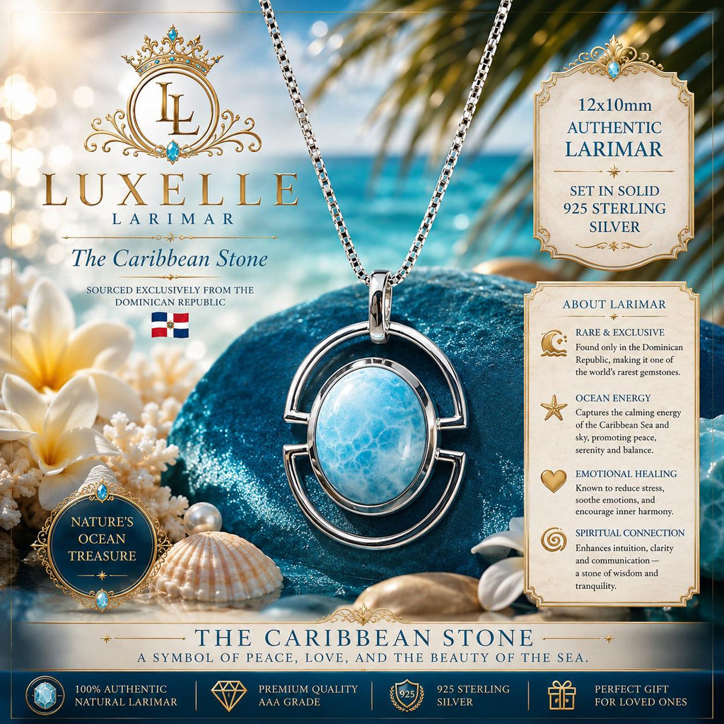 AAA Larimar Pendant * Authentic Dominican Larimar * 925 Sterling Silver, The Caribbean Stone