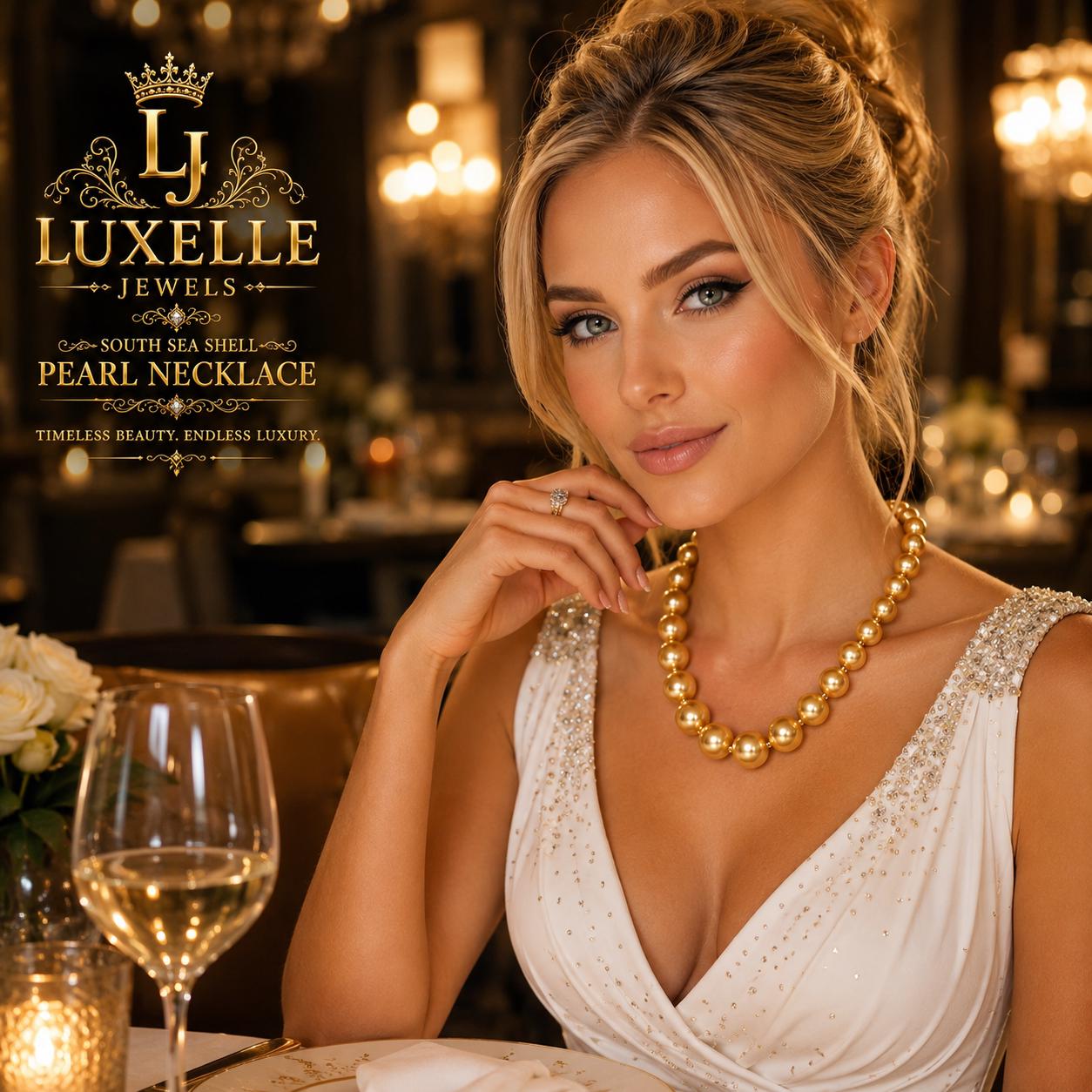 South Sea Shell Graduated Pearl Necklace, 8mm-16mm, 18K Gold Filled Details