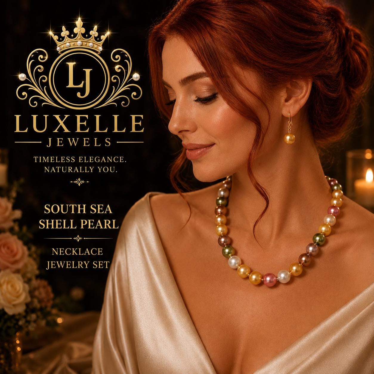 South Sea Shell Pearl Jewelry Set * Multicolor Style * High Luster *  Gift for Her