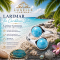 AAA Larimar Adjustable Ring * Authentic Dominican Gemstone * Solid 925 Sterling Silver * Ocean Inspired