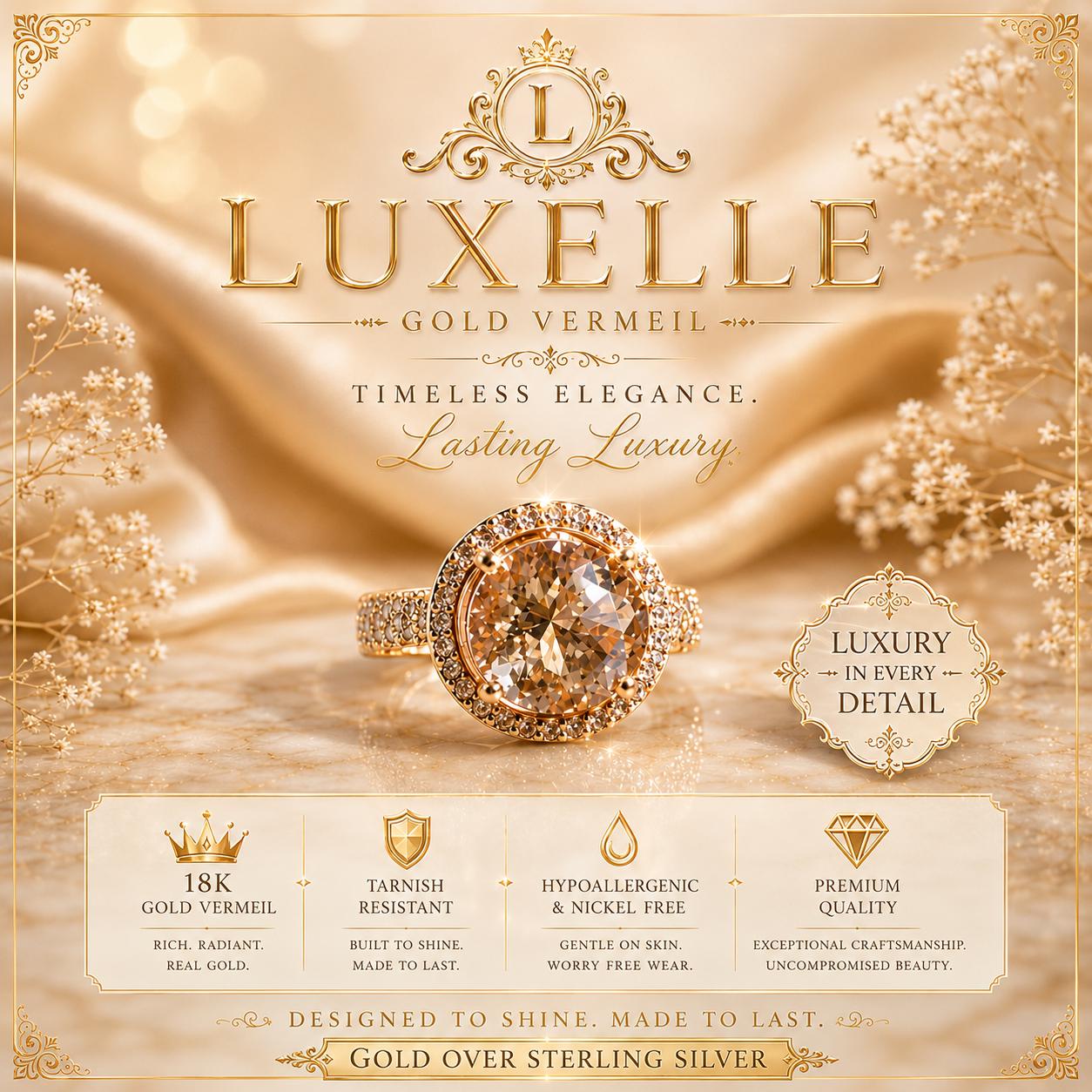 Morganite Princess Cut Ring, 18K Gold Vermeil, Cocktail Jewelry