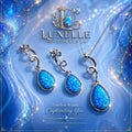 LUXELLE Vibrant Blue Opal Jewelry Set * Celestial Elegance * Environmentally Conscious Luxury * Gift for Her *