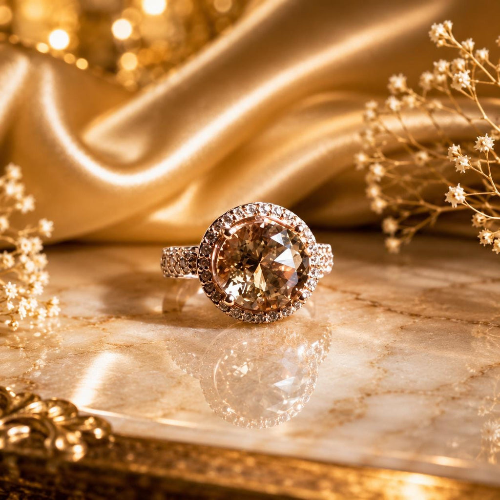 Morganite Princess Cut Ring, 18K Gold Vermeil, Cocktail Jewelry