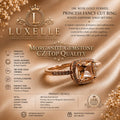 18K Rose Gold Vermeil Morganite Princess Cut Ring, White Sapphire Halo (CZ)